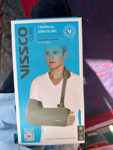 Customer photo review of Tropical Arm Sling  | Provides Mild  Support & Stability to the Shoulder in Resting Position to Promote Healing - Grey Color