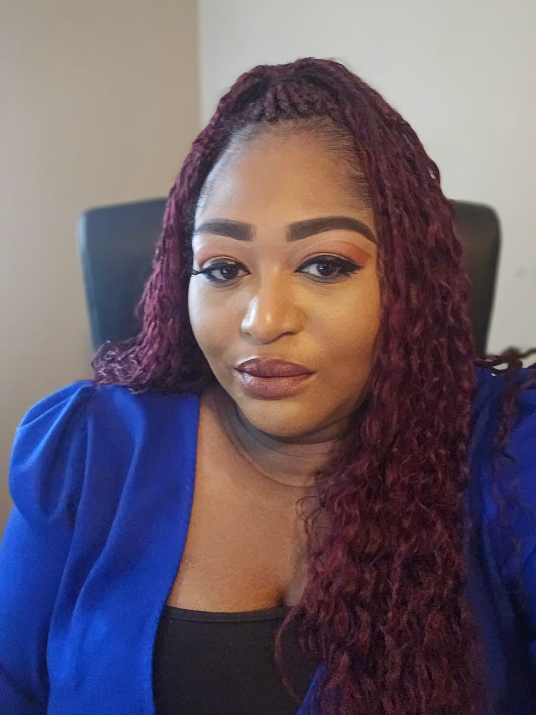 Customer photo review of Burgundy Deep Wave Bulk Hair Extensions for Braiding