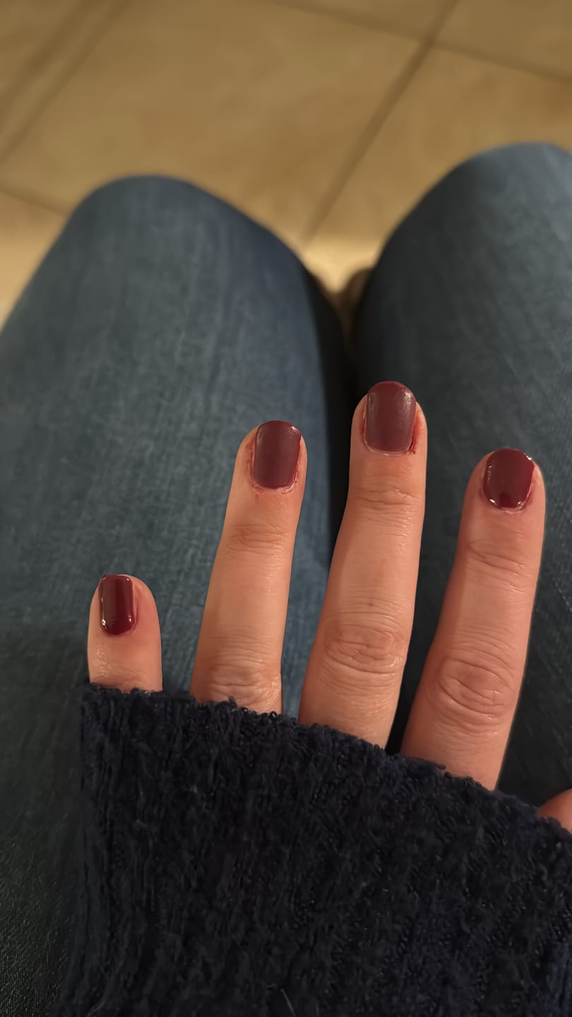 Customer photo review of Dark Reddish Purple Dipping Powder