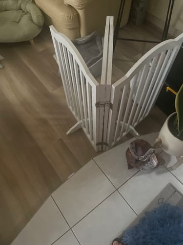 Customer photo review of PaWz Freestanding Wooden Pet Gate Door 4 Panels White