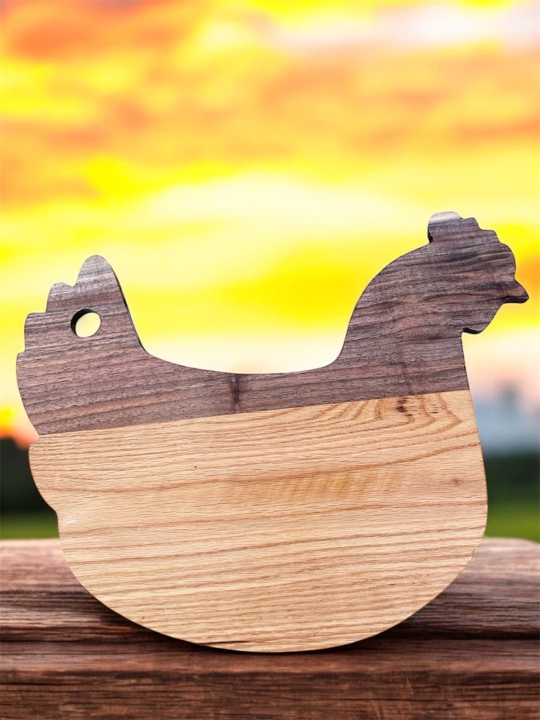 Customer photo review of 15.9x13.5" Chicken Shaped Serving Board Acrylic Router Template