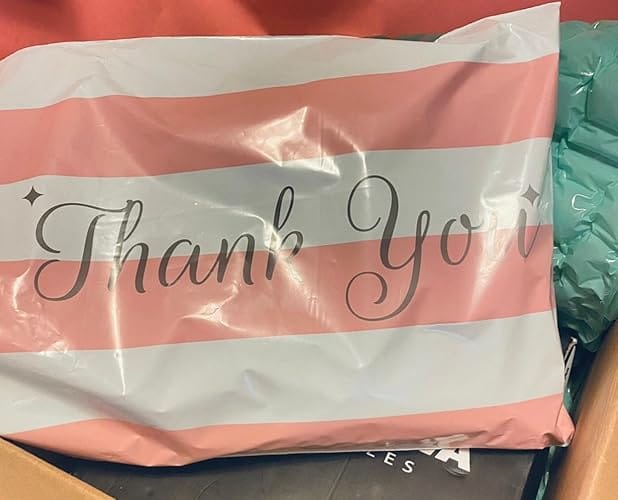 Customer photo review of 12.5x15 Bubble Gum Thank You Pink Poly Mailers 50 Pack