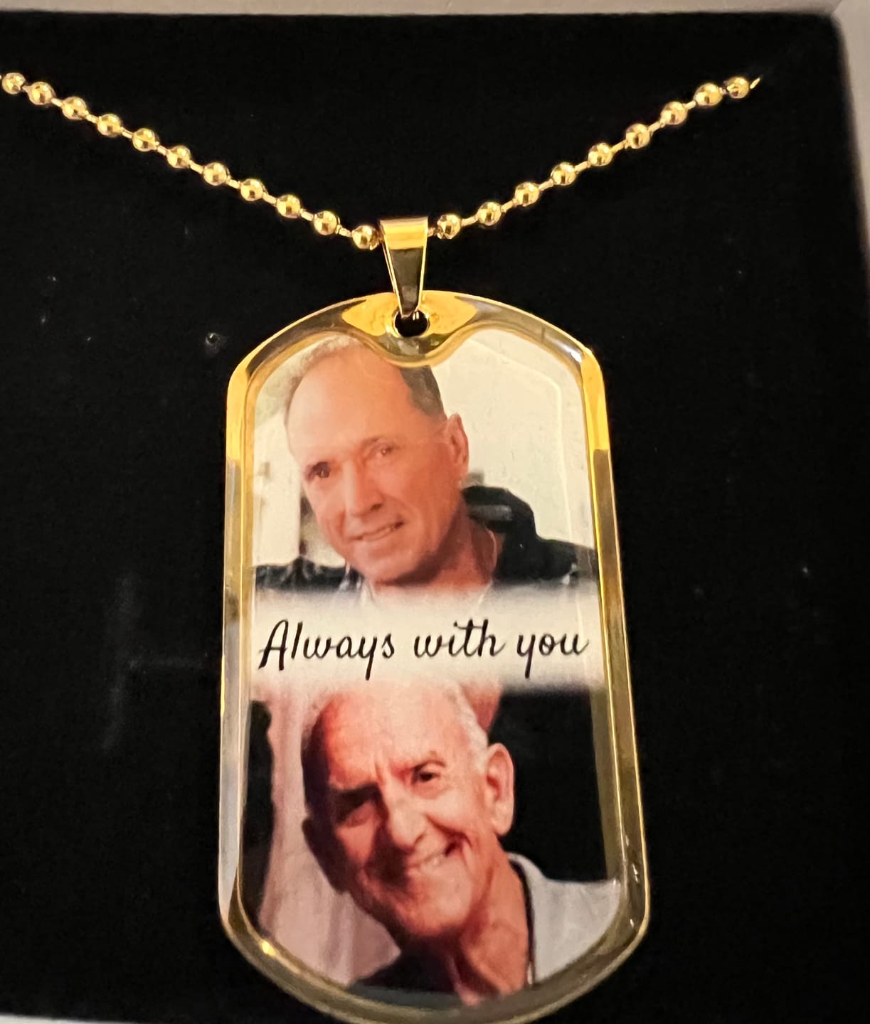 Customer photo review of Custom Name and 2 Photos  Memorial Dogtag Necklace Gift
