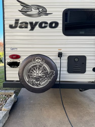 Customer photo review of Pirate Skull & Compass Crashing Wave Spare Tire Cover - Jeep, Bronco, RV, Camper, & More