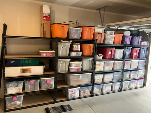 Customer photo review of REIBII 48.2"W x 24“D Garage Storage Shelves, 3000LBS Heavy Duty Metal Shelving for Basement Warehouse Commercial