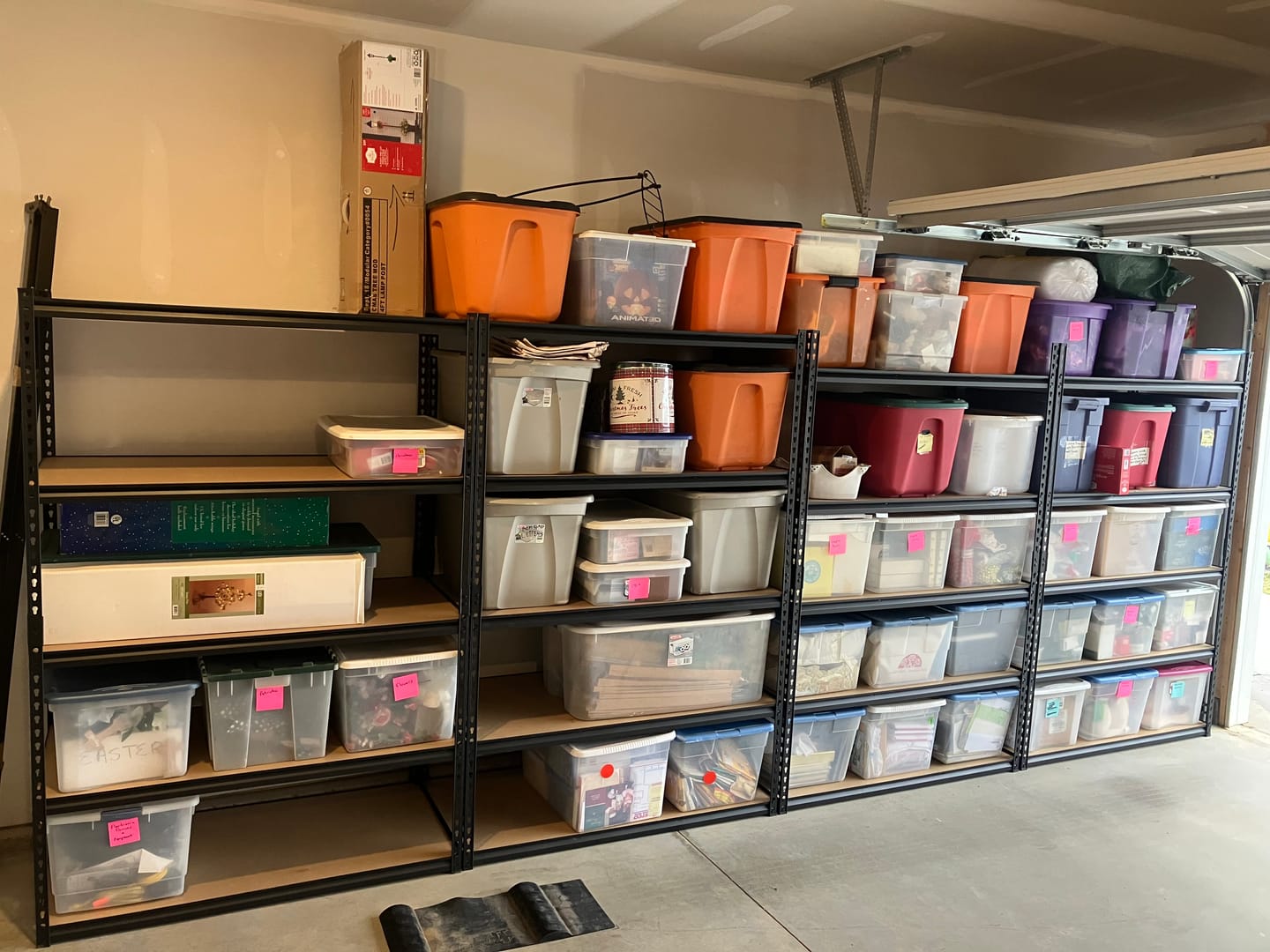 Customer photo review of REIBII 48"W x 72"H Garage Shelving Unit, 3000 lbs Heavy Duty, 24"D Deep 5-Tier Storage Shelves for Large Bins, Workshop & Warehouse