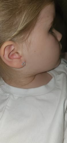 Customer photo review of Children's Sterling Silver 'Multicoloured Diamante Sparkle Heart' Stud Earrings