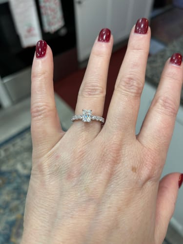 Customer photo review of Bezel Round Moissanite Channel Euro Shank Engagement Ring
