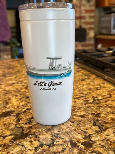 Customer photo review of Custom 20 oz. Stainless Steel Boat Tumbler