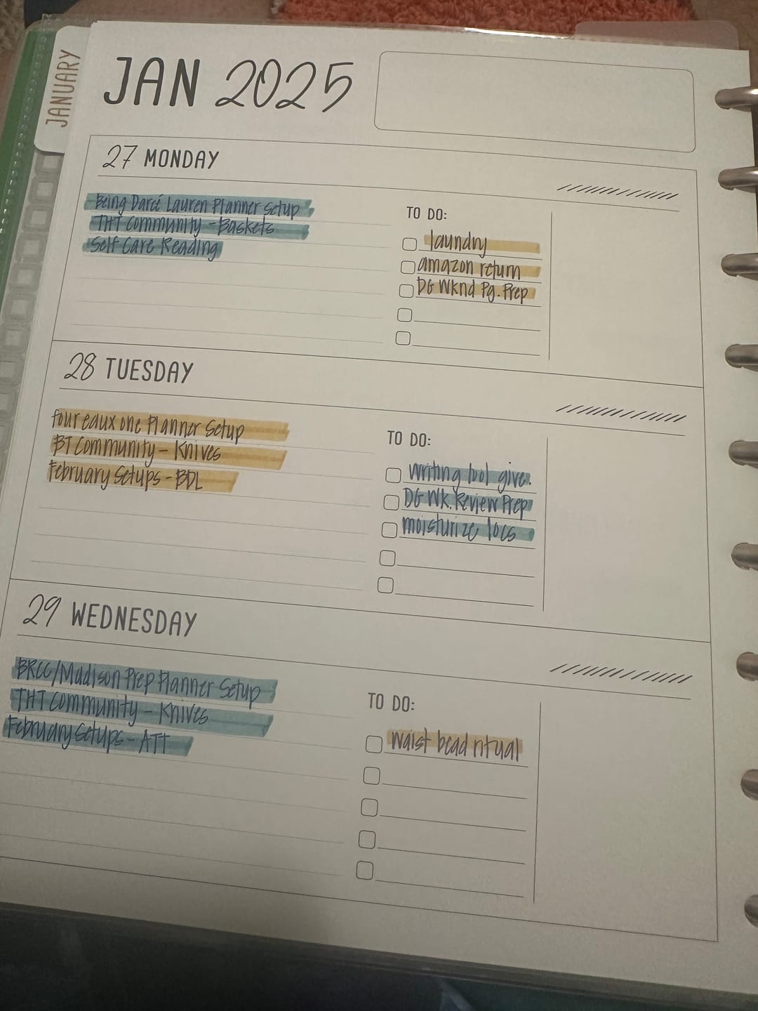 Customer photo review of 2025 Planner - Mini Horizontal Layout, Disc Bound - "Tropical Greens" (#1011)