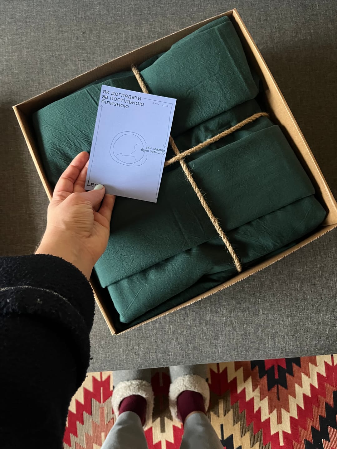 Customer photo review of Комплект білизни із вареної бавовни Leglo Smaragd
