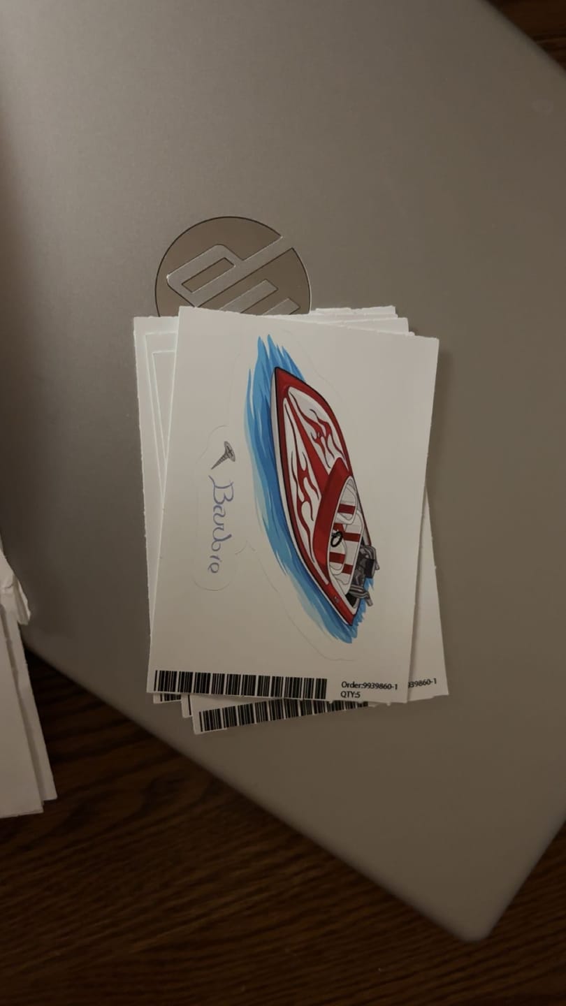 Customer photo review of Custom Kiss-Cut Boat Stickers