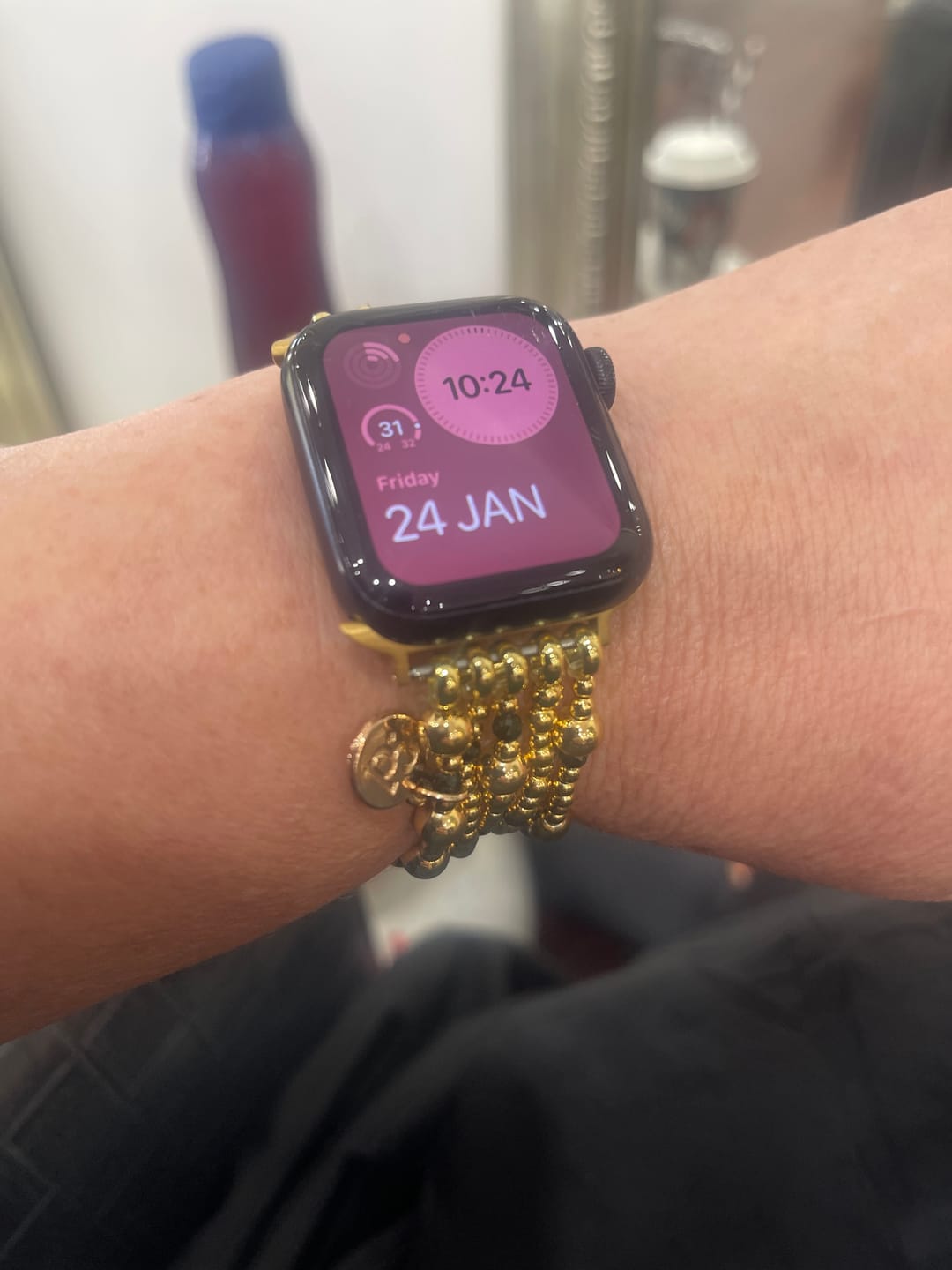 Customer photo review of Moonlight Agate Stretch Apple Watch Strap