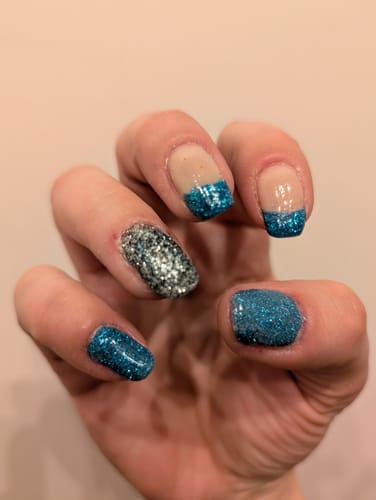 Customer photo review of Haze Blue Dipping Powder