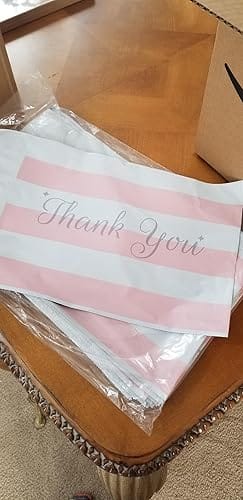Customer photo review of 10x13 Bubble Gum Thank You Pink Poly Mailers 100 Pack