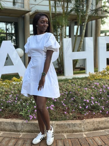 Customer photo review of Olivia Mini Dress WHITE