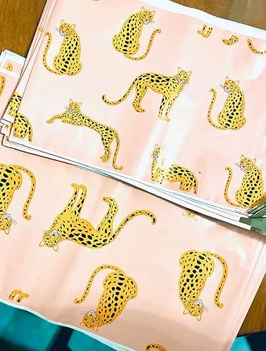 Customer photo review of 12.5x15 Strawberry Safari Pink Cheetah Poly Mailers 50 Pack