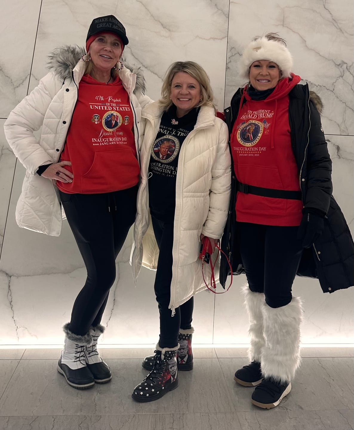 Customer photo review of Corporate Gifts,Personalized MAGA Boots, Custom Flag, Trump Warm Fur Boots, Unique Gift for Support to Trump