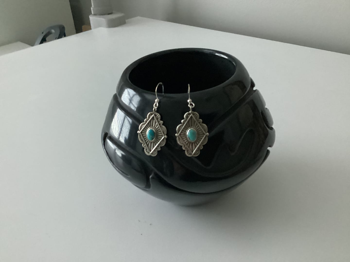 Customer photo review of Sterling Silver and Turquoise Diamond Shape Concho Charm