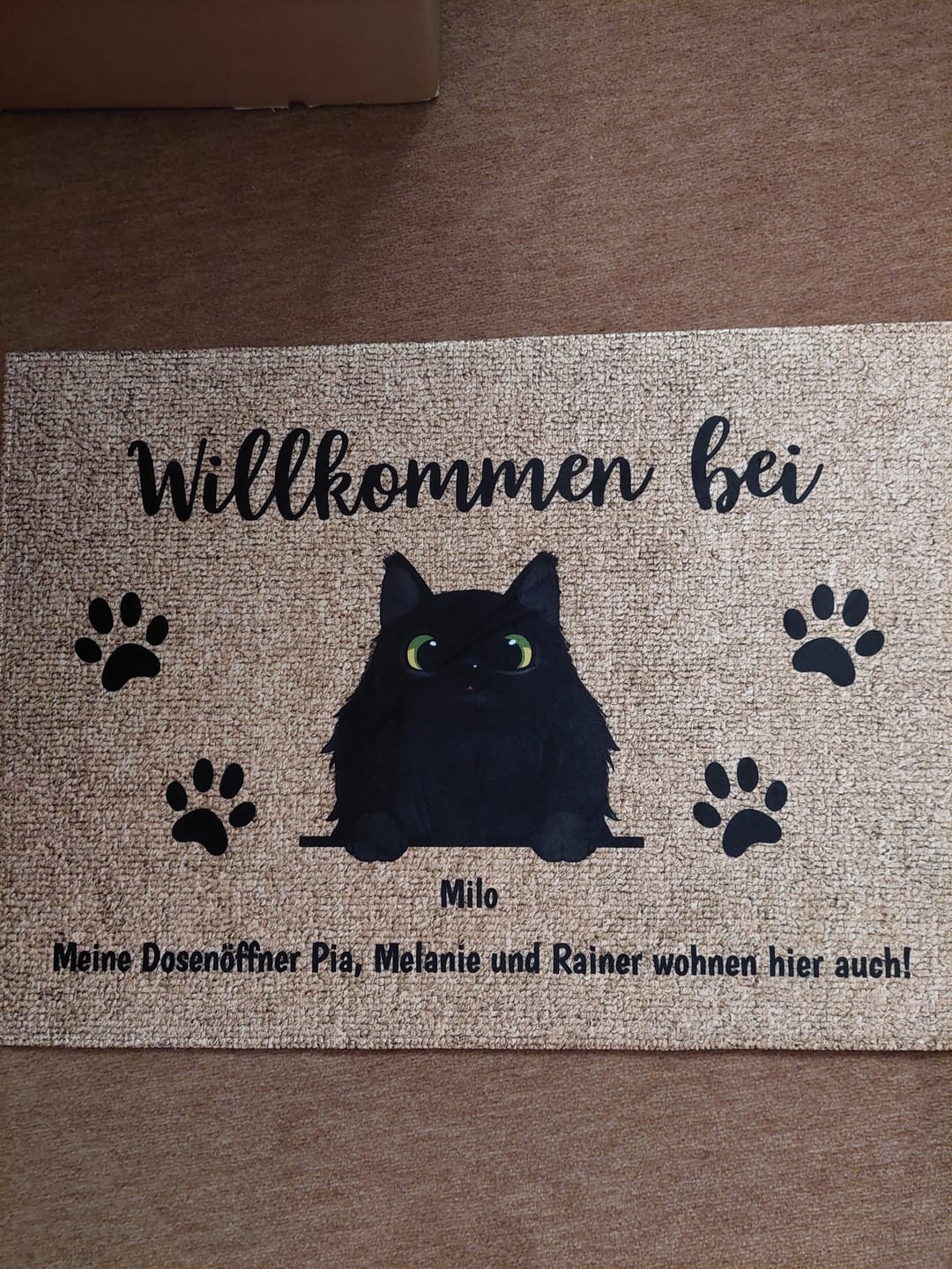 Customer photo review of Willkommen bei neugierigen Katzen - Individuelle Fußmatte