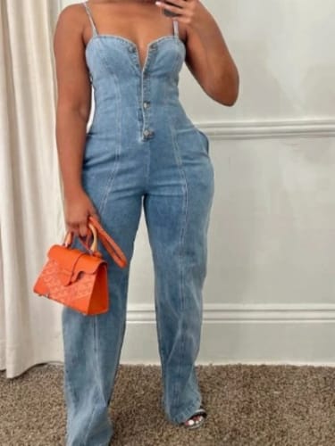 Customer photo review of Glamour Denim Jumpsuit