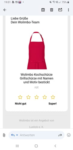 Customer photo review of Wolimbo Kochschürze Grillschürze mit Namen und Motiv bestickt