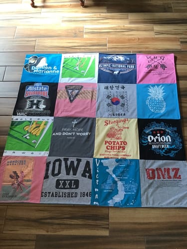 T-shirt quilt from university of iowa by Mary from HI