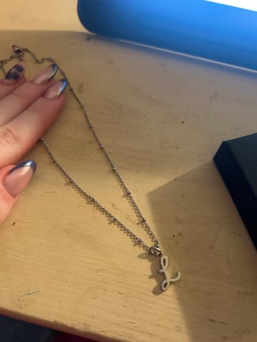Customer photo review of L Initial Pendant Necklace In Silver