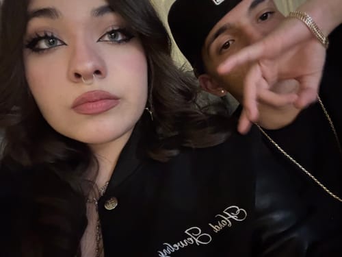 Customer photo review of PUNK VARSITY JACKET (LEATHER SLEEVES)
