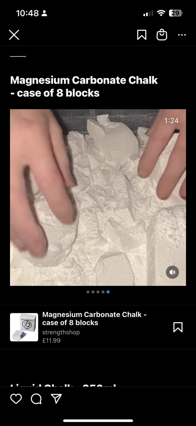 Customer photo review of Magnesium Carbonate Chalk - Case of 8 Blocks