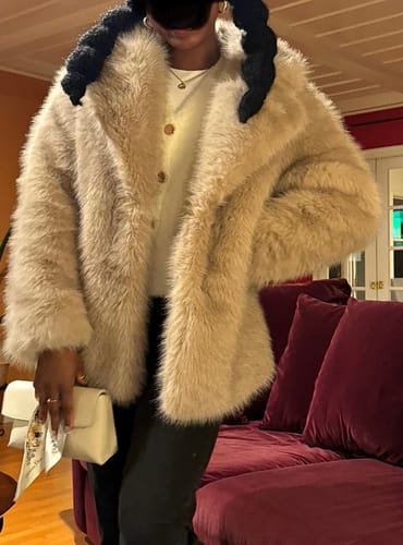Customer photo review of Notched Collar Fur Jackets