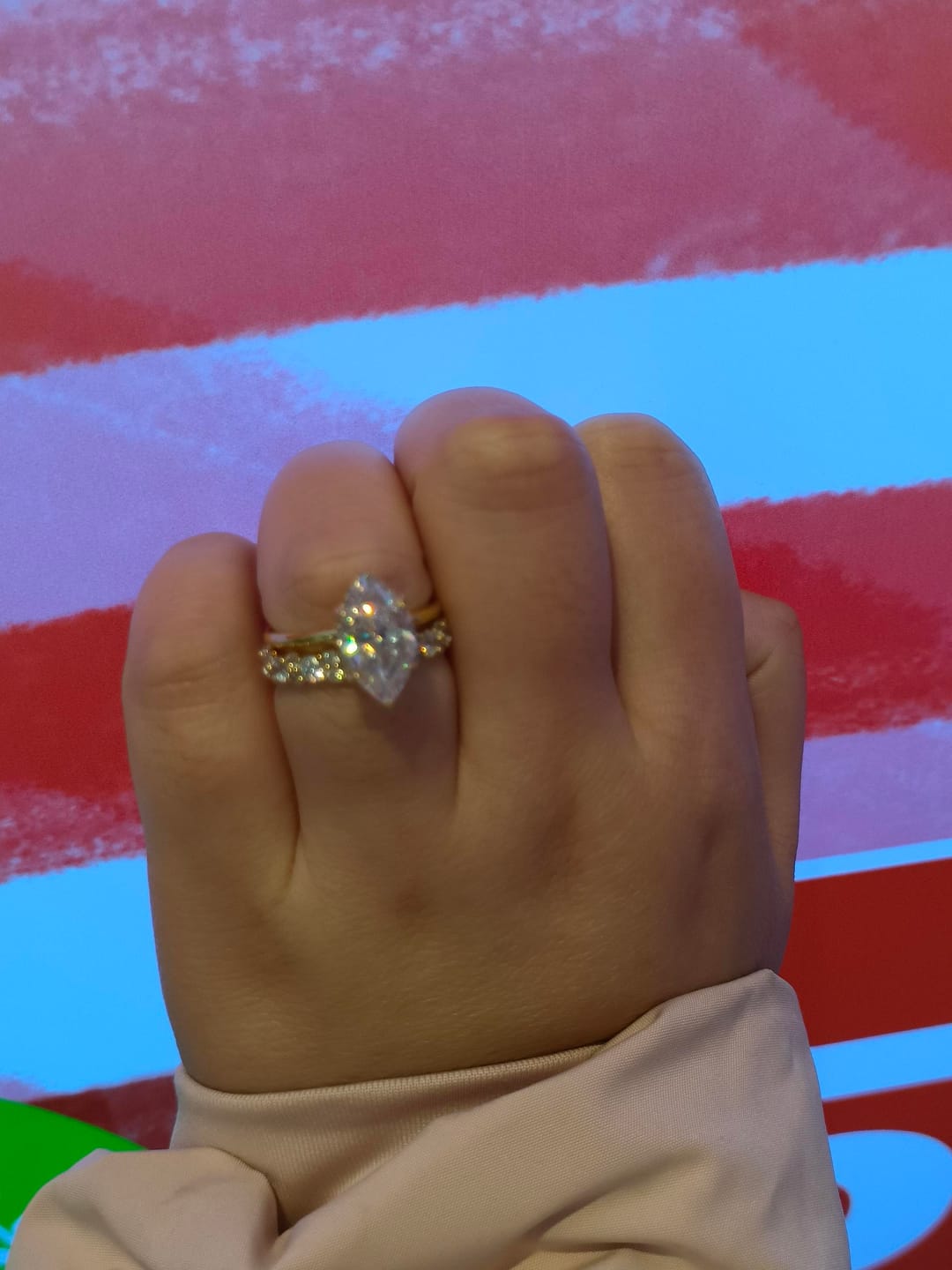 Customer photo review of S925 Special 3.0Ct Marquise Cut Wedding Set Bridal Rings With Wedding Band Travel Rings