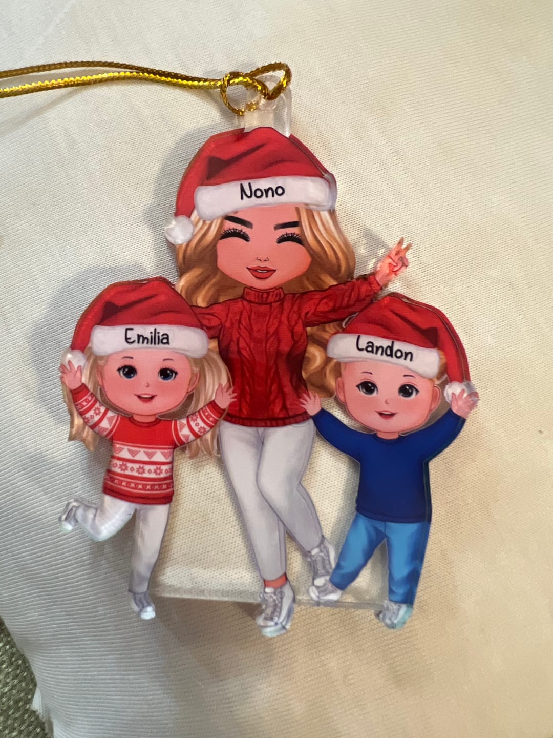 Customer photo review of Happy Christmas Doll Grandma Grandkids Gift For Granddaughter Grandson Personalized Acrylic Ornament