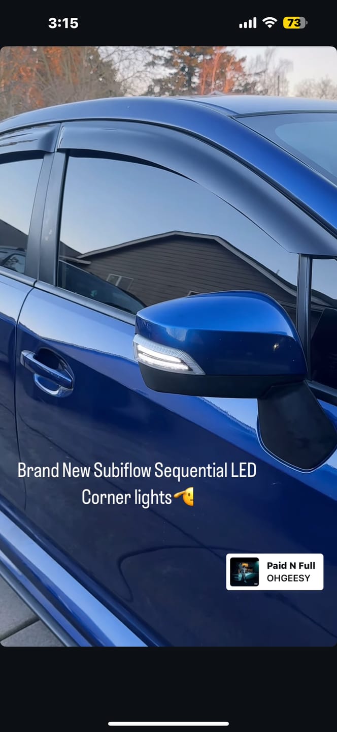 Customer photo review of 2015-21 WRX/STI Sequential LED Mirror Corner Lights