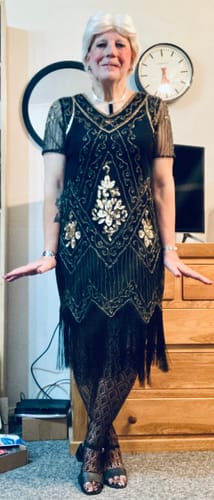 Hildaruth B. review of 1920s Black & Gold Beaded Evelyn Flapper Dress image 1 out of 1