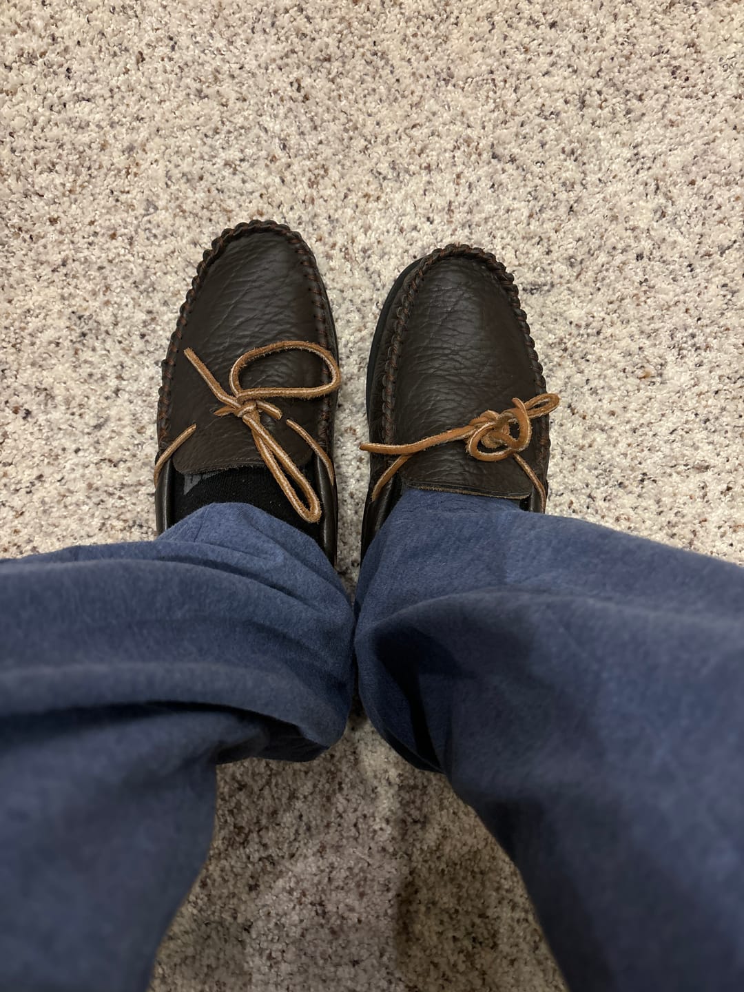 Customer photo review of Men's Buffalo Hide Leather Moccasin Shoes