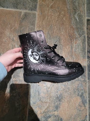 Customer photo review of Astral Boots - Vegan Leather Doc-Style Boots with Durable Stitched on Soles