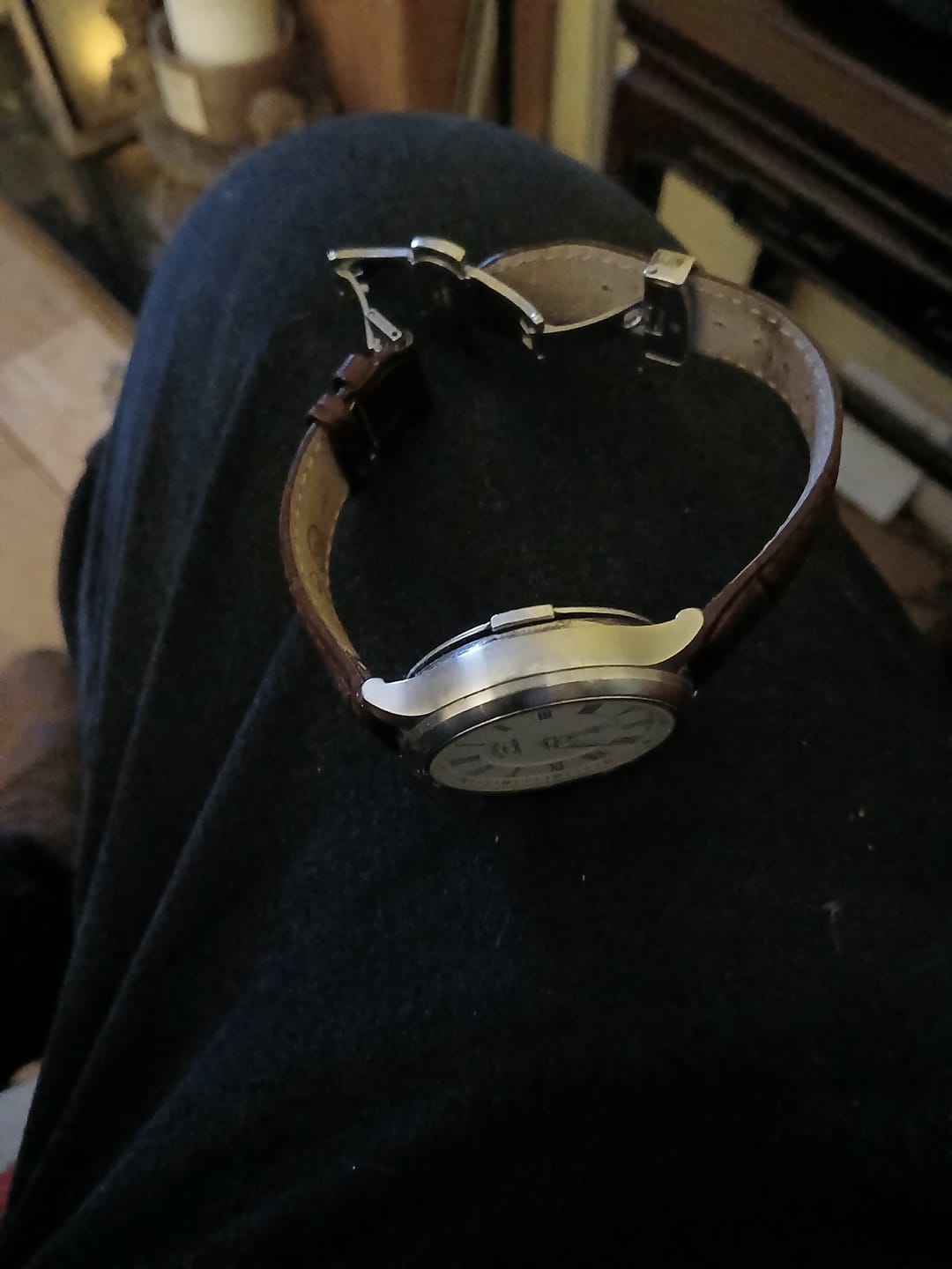 Customer photo review of Genuine Leather Calfskin Premium Watch Strap with Stainless Steel Deployant Butterfly Clasp