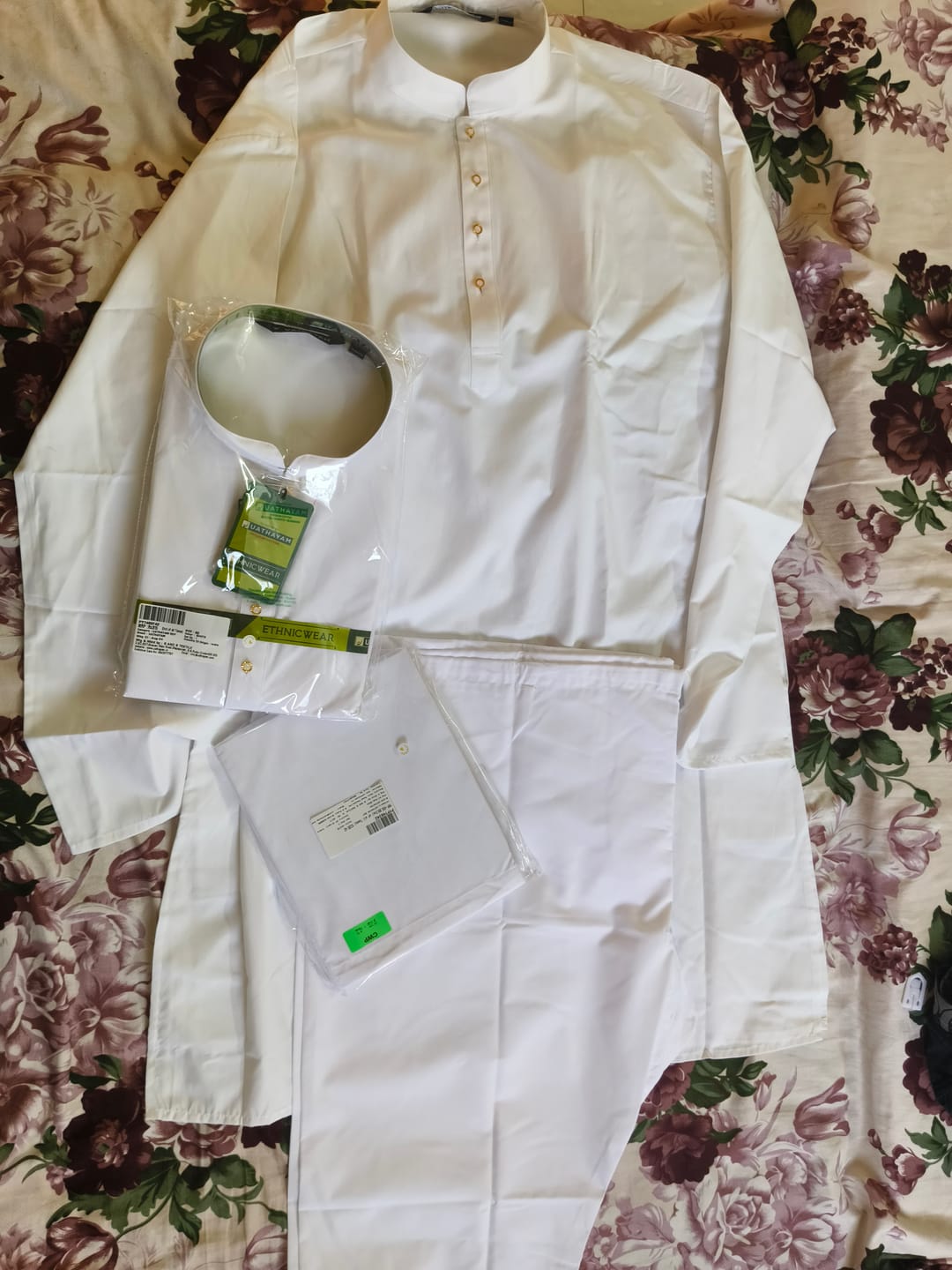 Customer photo review of Classic - White Cotton Knee Length Kurta and Pyjama Combo For Men | Uathayam