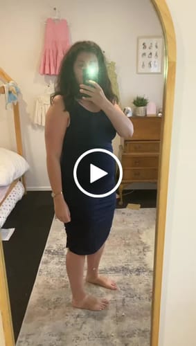 Customer video review of Maternity Bodycon Bamboo Fitted Dress in Navy