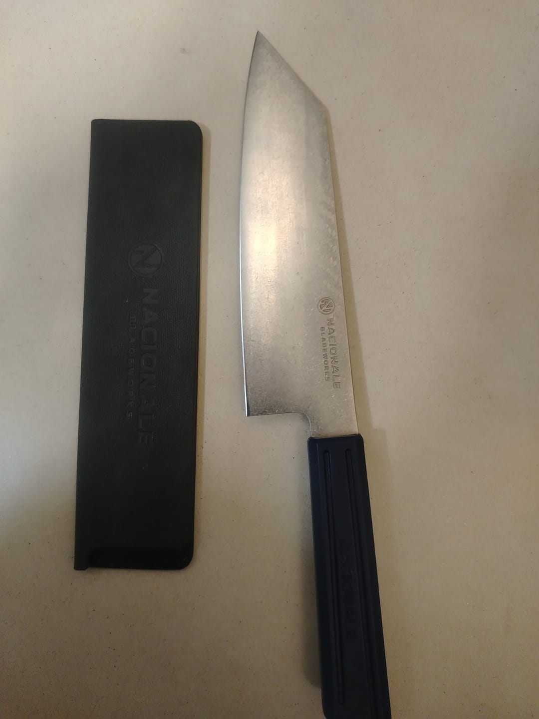 Customer photo review of 180mm Bunka. AUS8 Stainless. Recycled Plastic Skateboard Material Handle