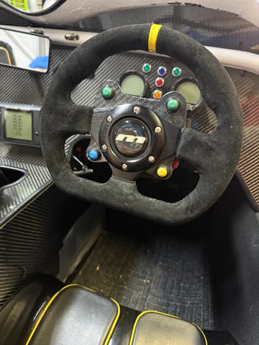 Customer photo review of 250mm Flat Bottomed Alcantara Steering Wheel Black Spokes