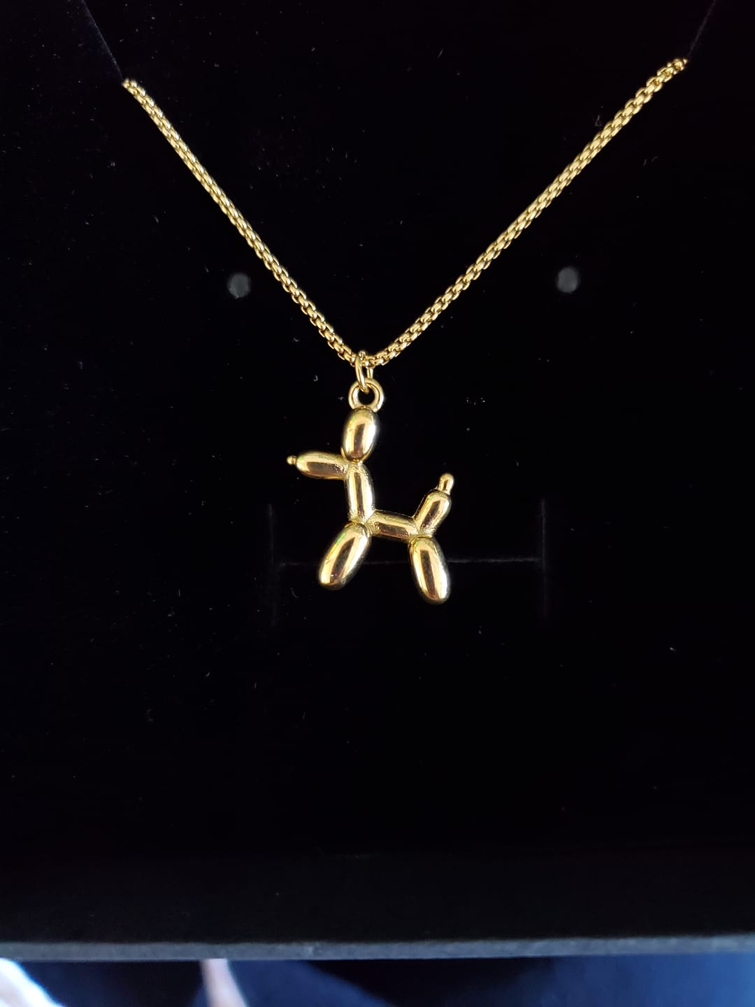 Customer photo review of Gold Balloon Animal Necklace