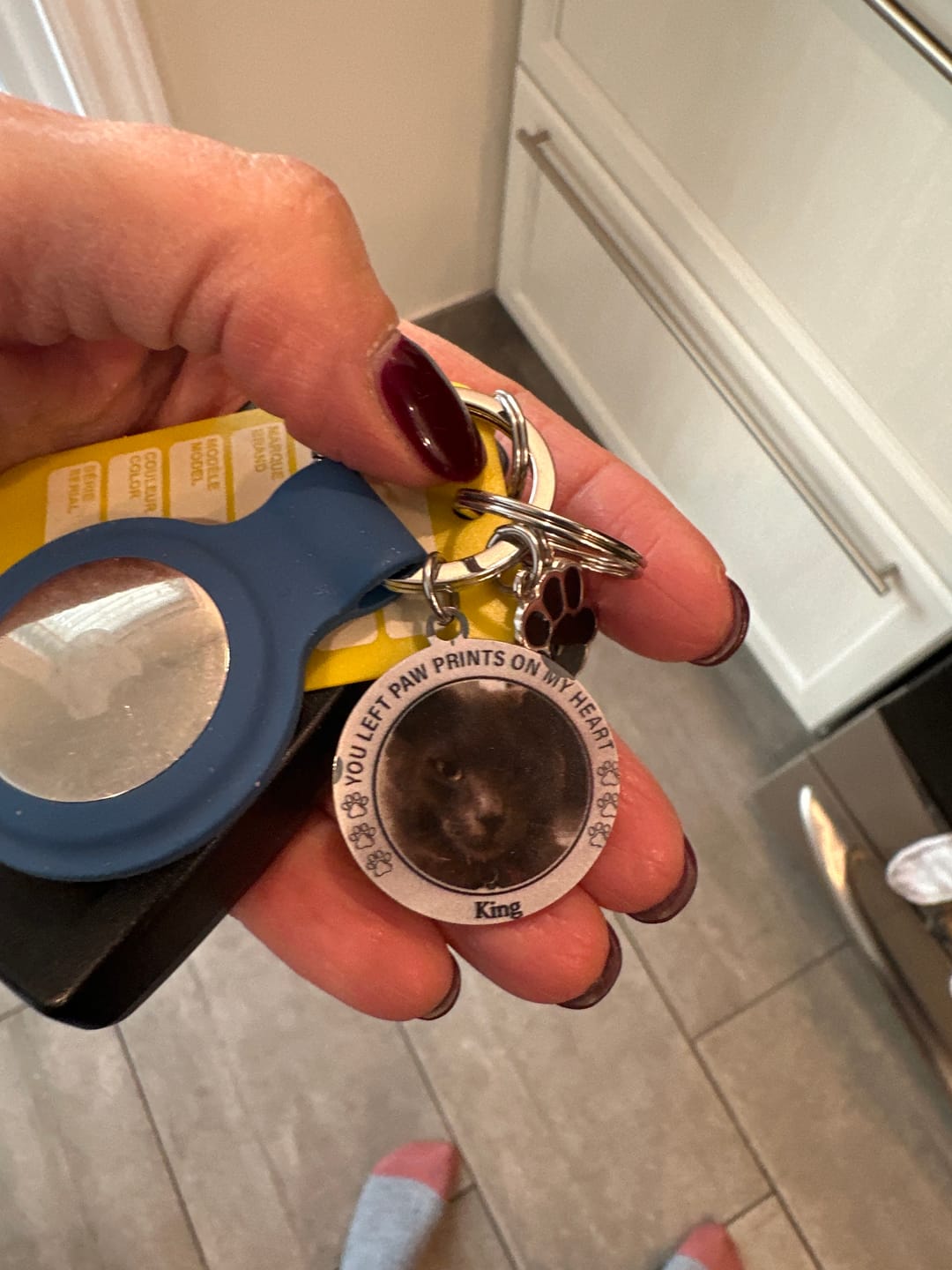 Customer photo review of Custom Personalized Photo Keychain Pet Charm Key Ornaments - Memorial Gift for Dog/Cat Lovers - You left paw prints on my heart