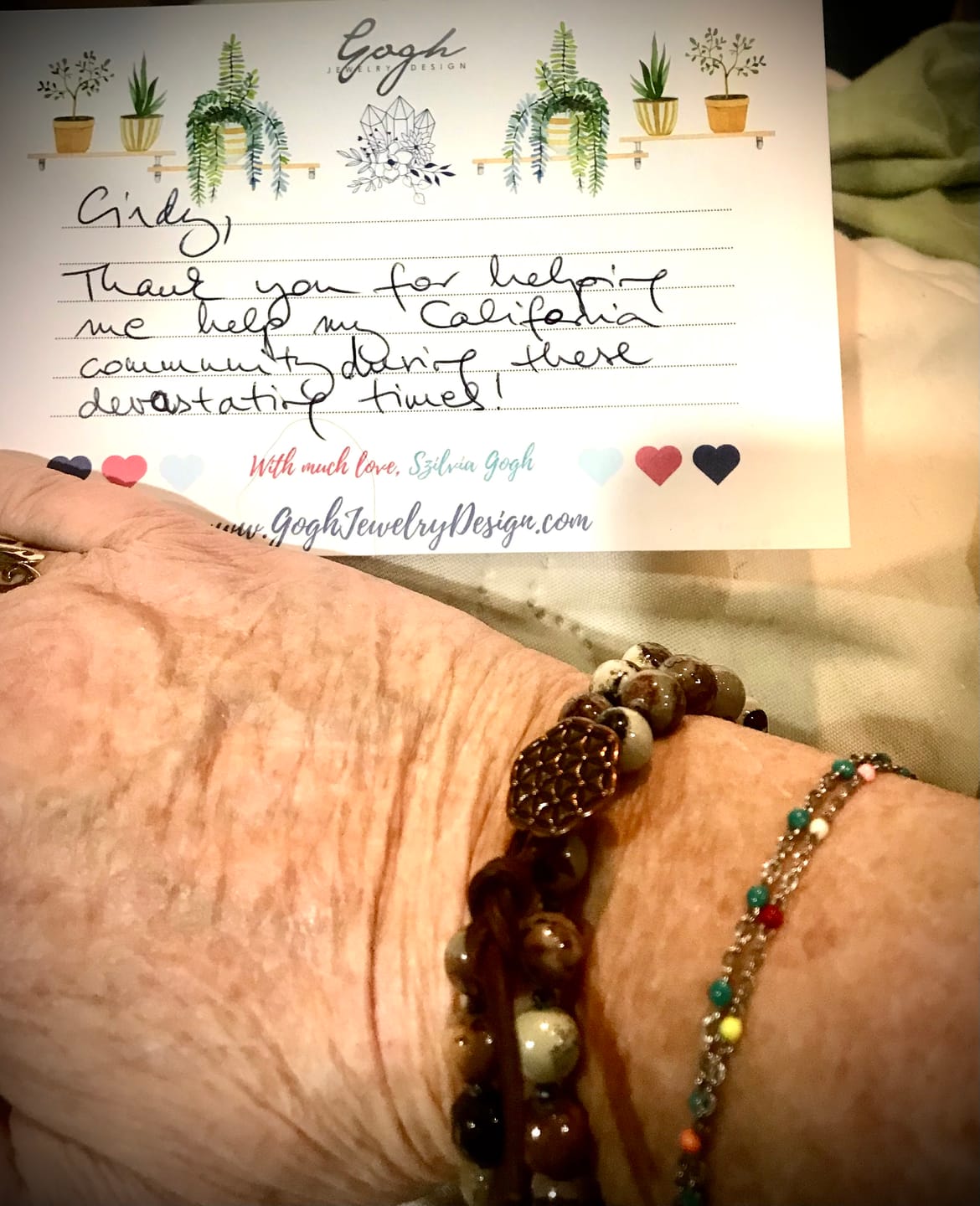 Customer photo review of California Wildfires Relief Bracelet