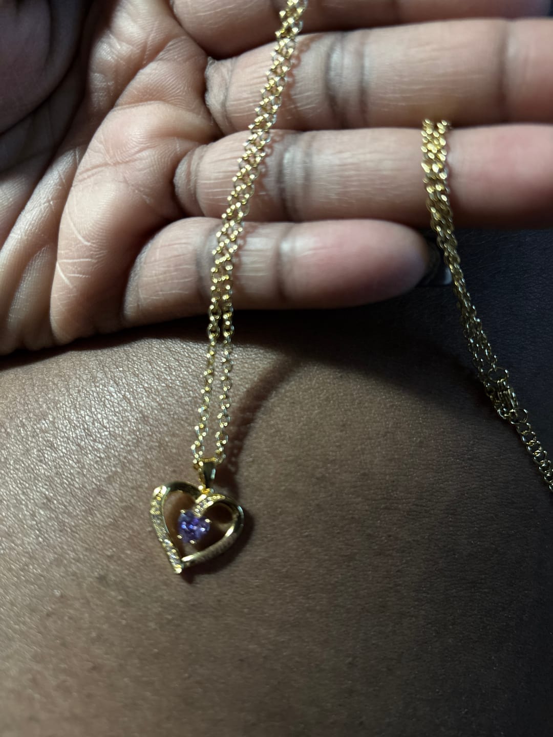 Customer photo review of Birthstone Heart Shape Necklace