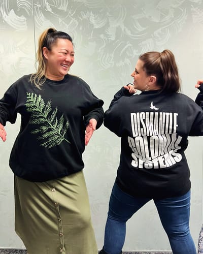 Customer photo review of Dismantle Colonial Systems Crewneck