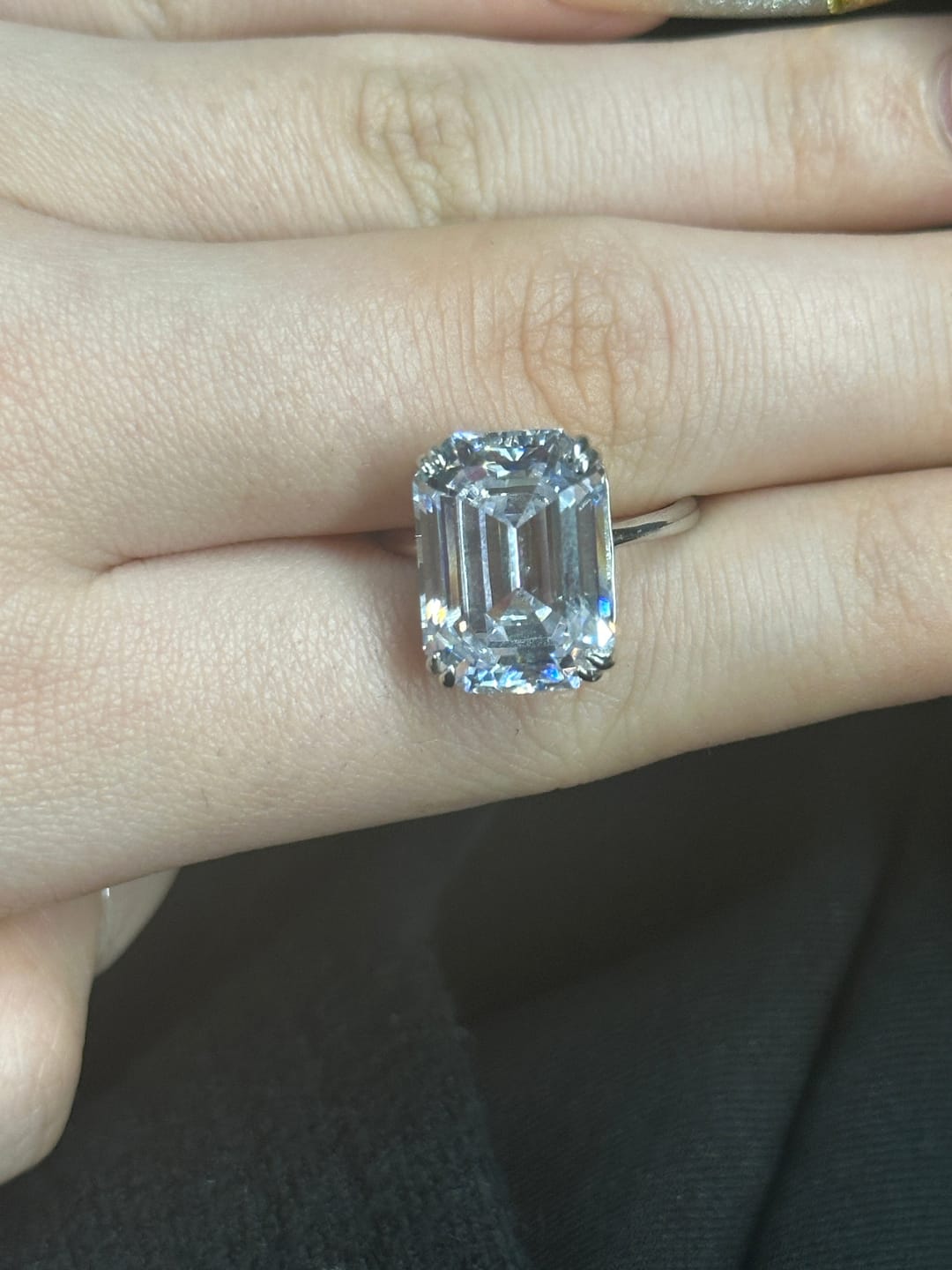 Customer photo review of S925 5.0/11.5 Ct Emerald Cut Engagement Ring In Sterling Silver Classic Everyday Wearable Ring