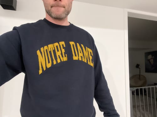 Customer photo review of Notre Dame Fighting Irish Sweatshirt Mens Large Blue College