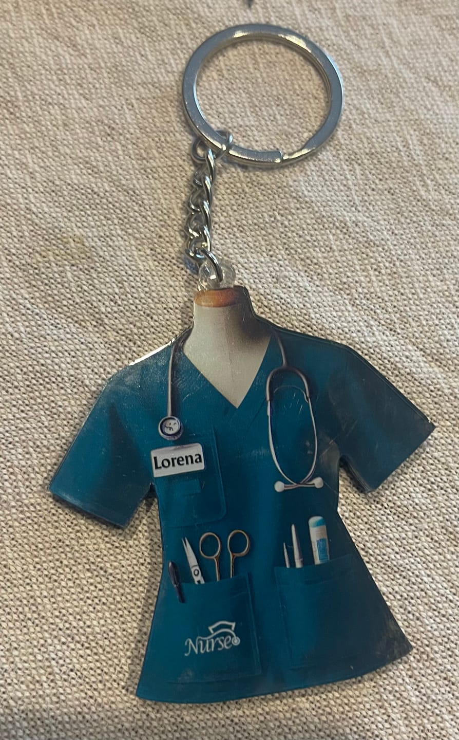 Customer photo review of Nurse Uniform Custom Name Personalized Keychain